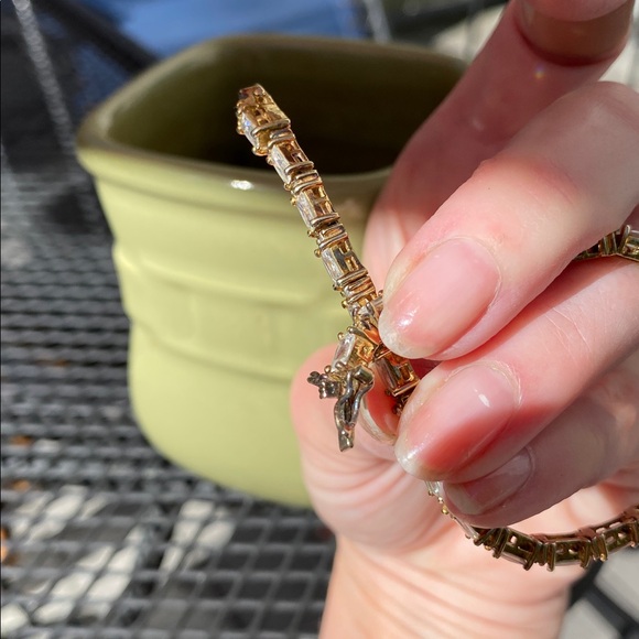 Gold Color over Sterling Tennis Style Bracelet - Picture 16 of 17